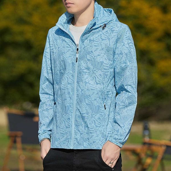 Sunscreen Lightweight Waterproof Coats Men Thin Windbreaker Jacket Full Zip Up Hooded Shell Outdoor Hiking Fishing Skin Coat Men