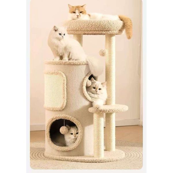 Household integrated tree hole multi double layer universal jumping platform four seasons sisal villa cat climbing frame
