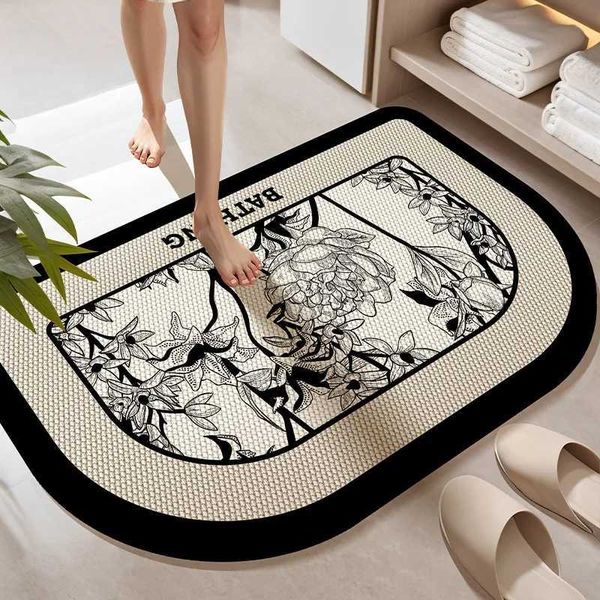 Toilet floor mat non-slip bathroom door mat absorbent foot mat toilet quick-drying diatom mud carpet at the door of the toilet C260603