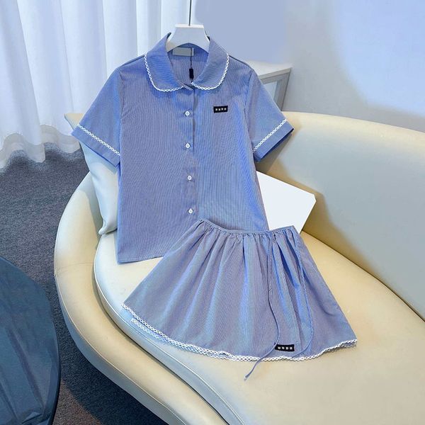 Charming Shirts Skirts 2 Piece Outfits Women Trendy Versatile A Line Skirts Set Designer Vacation Dating Preppy Style Pleated Skirts