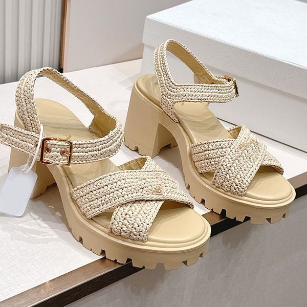 Crochet and Leather Sandals designer summer sandals women's sandals high quality lafite grass face soft comfortable leather paddle sandals fashion brand sandals