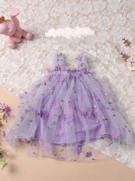 Toddler Baby Tutu Dress Sleeveless Embroidery Lavender — compare prices at CompareOffers