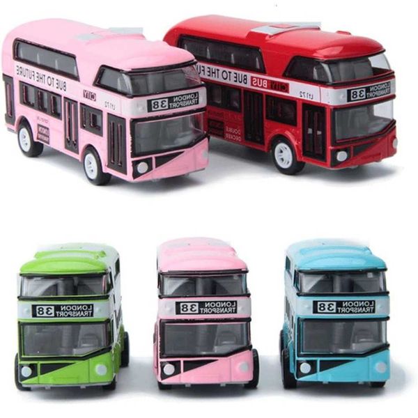 Bus Sightseeing Double Decker City Bus Model Pull Back VehiclesToy Die Cast Pull Back Vehicles Mini Tourist Model Car for Boys M260605