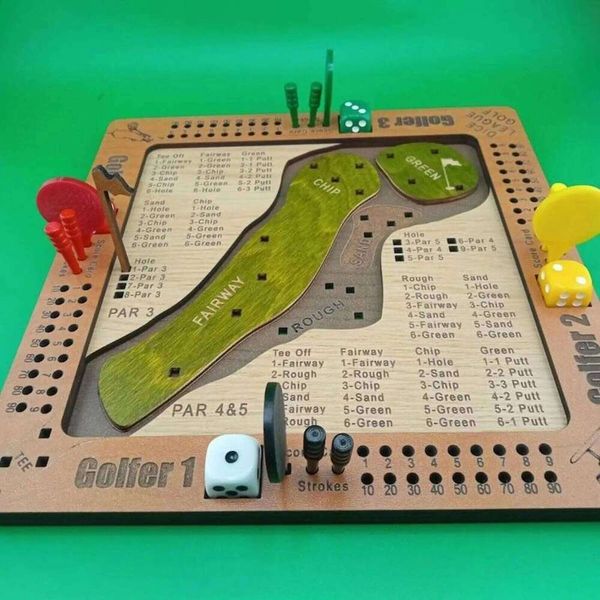 Dice Game Wooden Challenging Golf Toy Party Games for 1-4 Players Adults Family Tabletop Indoor Play Entertainment