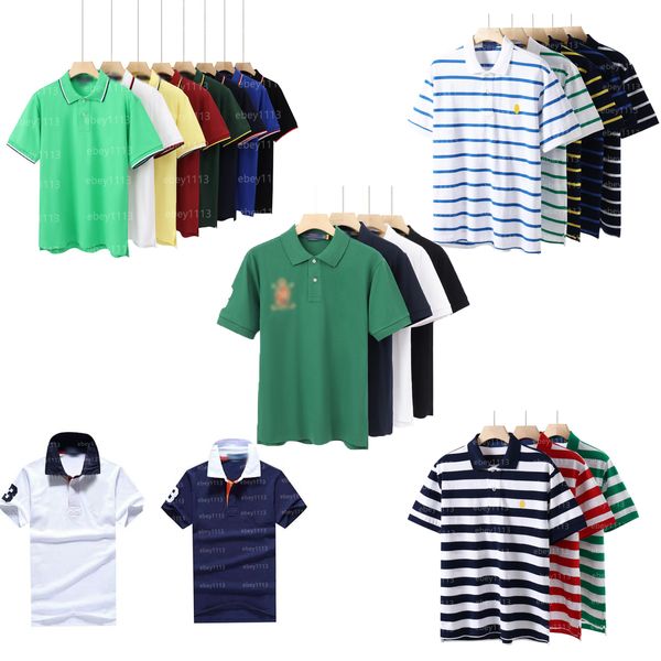 Men's Polo Shirts Cotton Short Sleeve Small Horse Embroidery Classic Business C…