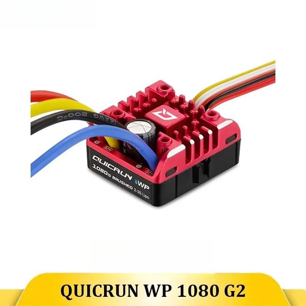QuicRun WP1080 G2 80A Brushed ESC Upgrade Version Fits 1/8 1/10 RC Crawler, Compatible With 540 550 775 Type Motors for Off Road Vehicle Refitting