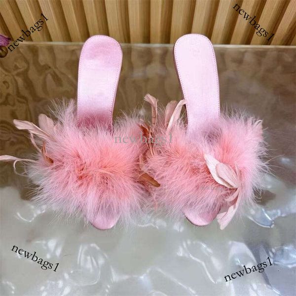 Women's Sandals Designer High Heels New High Heels Feather Plush Cool Dragging Sexy Straight Sandals