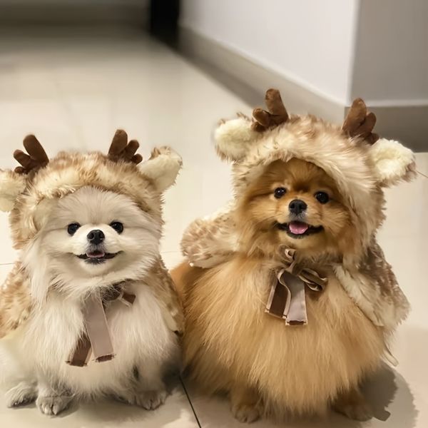 Christmas Pet Elk Cape Warm Dog And Cat Transformed Clothing Hat Accessories pu695 H4 2