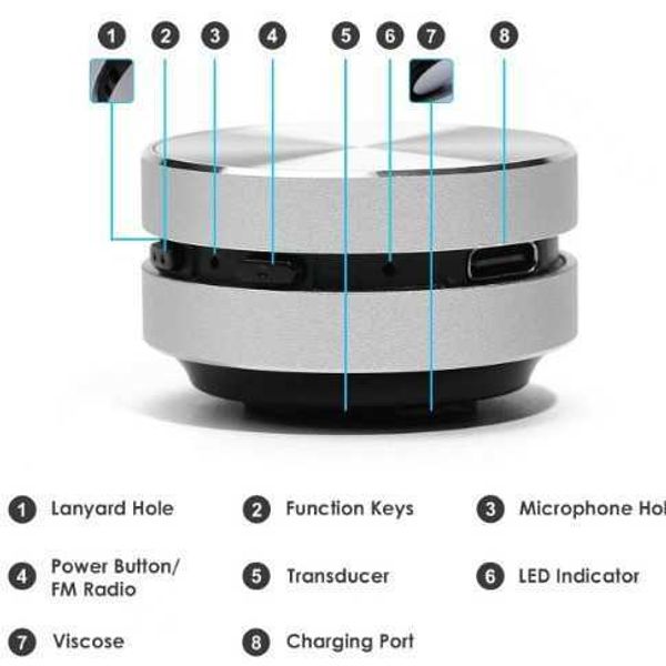 Black Technology TWS Magnetic Portable Stereo Metal Small Cannon Resonance Speaker Bone Conduction Wireless Bluetooth Speaker L260604