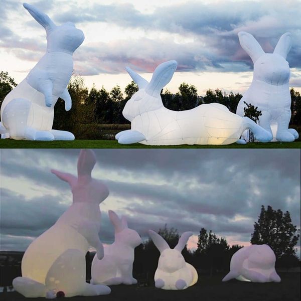 Inflatable Rabbit Easter Bunny model Invade Public Spaces Around the World with LED light