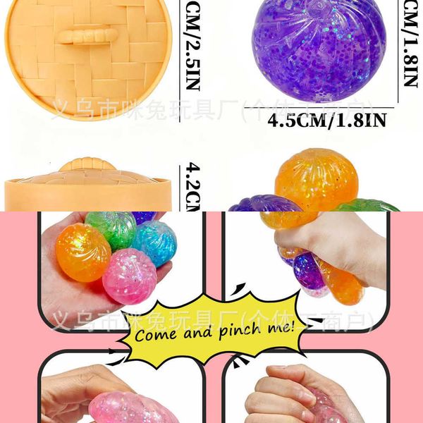 Glitter Bao Bun Squishy Toy Colorful Soft Slow Rise TPR Cute Dumpling Fidget for Anxiety Decompression Relief L260604