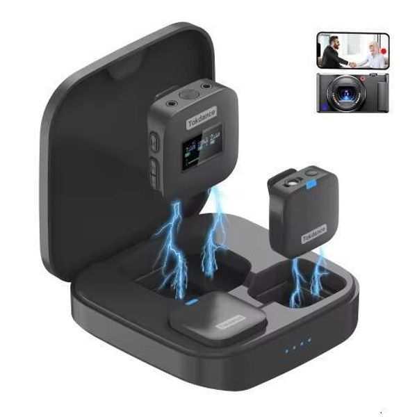Wireless Noise-Cancelling Lavalier System Mini Condenser Microphone Compatible With Studio Video Youtube