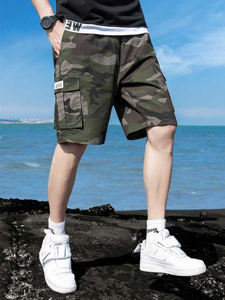 Men's Summer Shorts Camouflage Cargo Lightweight Cotton Comfort Loose Fit Bermuda Shorts Knee Length Casual Half Pants