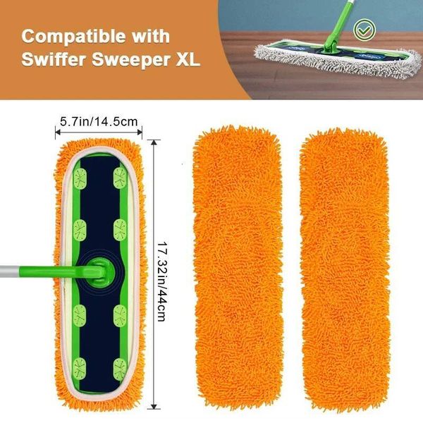 2pcs Reusable Microfiber Pads for Swiffer Sweeper XL Dry Wet Mop Cloths Replacement Sweeping Mopping Pad Refill