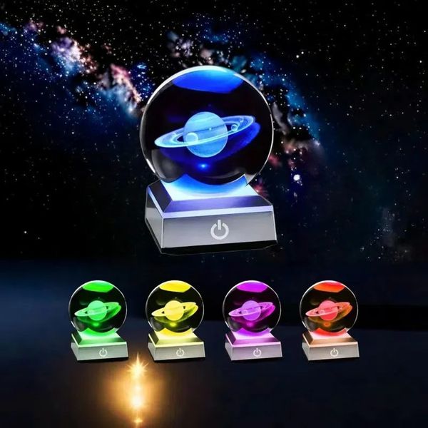 Luxury Designer Decor Flat Earth Model Crystal Ball With Colorful LED Base Night Light Souvenir Birthday Gift room Office Home Decoration De 26