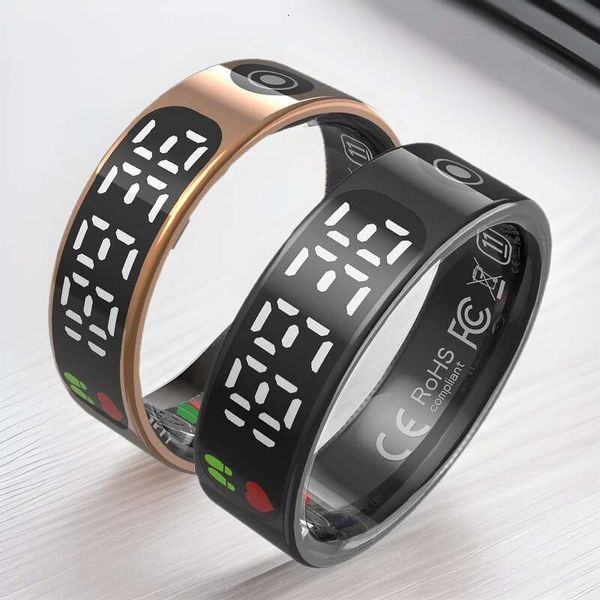 Exclusive Smart Ring With Touch Screen Digital Display Heart Rate Blood Oxygen Sleep Monitoring Bluetooth Waterproof Suitable For Both Men