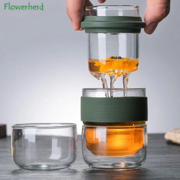 dinnerware Luxury Designer Tea Cups High Borosilicate Glass Travel Kung Fu Set Teaware Quick Off Portable One Teapot And Pot Cup china Free Ship 22