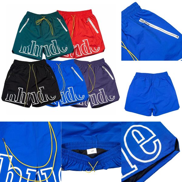 rhudlyshorts mens shorts designer rhhude shorts summer fashion beach pants men high quality street draw rope 3m letter reflective hiphop Shorts US size S-XL TOP1