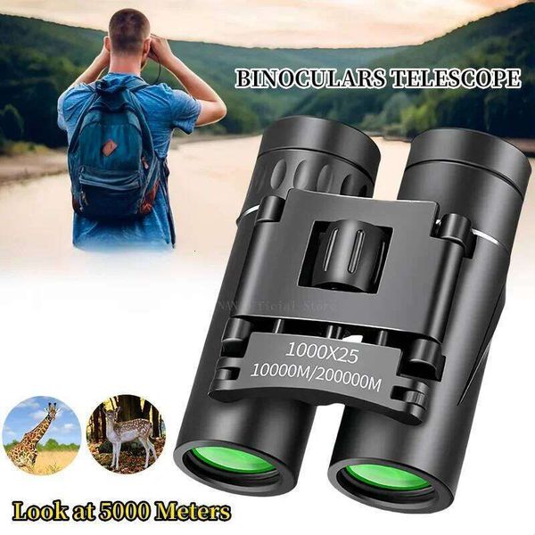 1000X25 HD Powerful Binoculars 9000M Long Range Folding Mini Telescope BAK4 FMC Optics For Hunting Sports Outdoor Camping Travel W260605