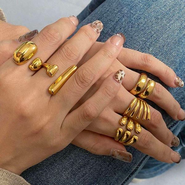 Uworld Minimalist Asymmetric Open Line Adjustable Stacking Ring Women's Jewelry Gift for Her