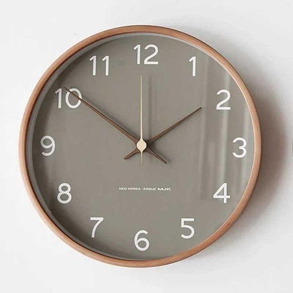 Clock Wall Luxury Solid Nordic Wood with Transparent Living Ro He Fashion Simple Light Hanging Decor J260606