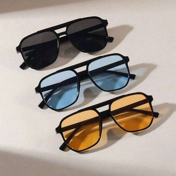 Designer Sunglasses Street 3Pcs Women's Double-Bridge Square Studs Fashion Eyeglasses Set