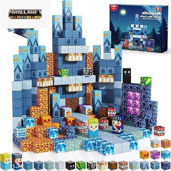 Castle Blue Magnetic Blocks Puzzle 3D Building Toy Montessori L260606WGHM