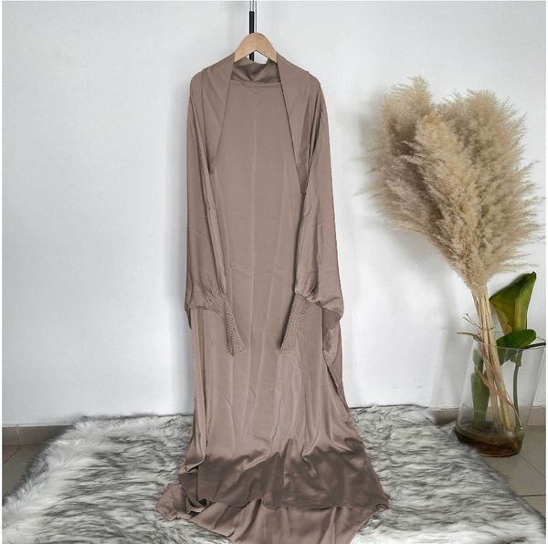 (1908) New Middle Eastern Round Neck Satin Dress Loose and Comfortable Style Robe for Women
