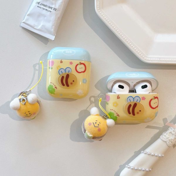For AirPods 4 3 2 1 Pro Pro2 Pro3 Earphone Case 3D Creative Bee Case Silicone Protective Headphone Box With Pendant Cover L260608