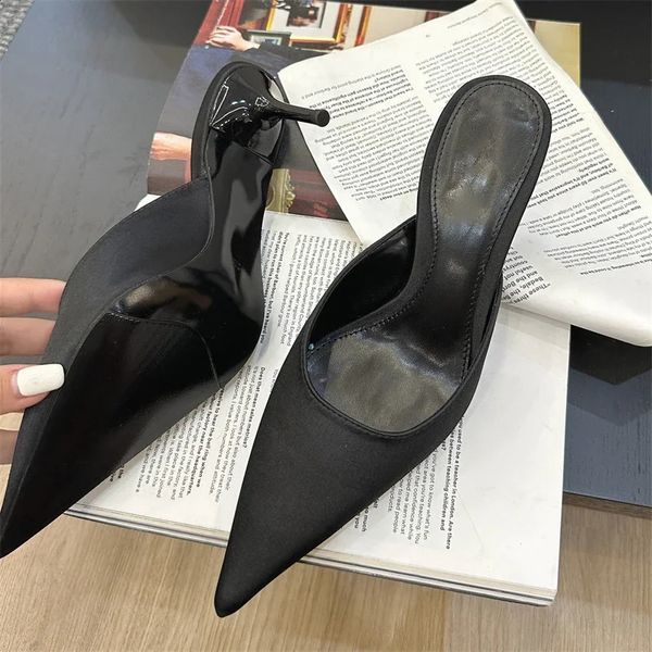 Fashion Concise Pointed Toe Women Slippers Thin Low Heels Casual Party Pumps Summer Slide Mules Shoes 260608