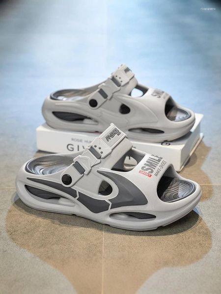 Sandals Men's Summer Outdoor Thick Bottom Anti-Slip Driving Sport Beach Shoes Casual Fashion Two-Way Wear EVA Material