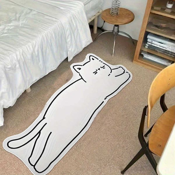 Cute VIKAMA Cat Shaped Bedside Rug Soft Non-Slip Floor Mat for Childrens Bedroom Living Room Sofa Hatroom Home Decor D260608