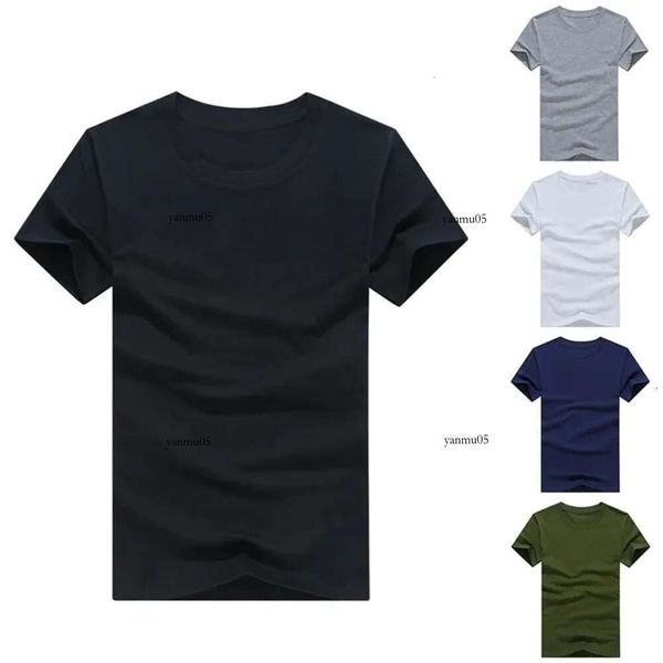 Casual Style Plain Solid Colour Men's T Shirts Cotton Regular Fit T Shirts Summer Tops Tee Shirts Basic Man Clothing 5Xl 240126Cj 59d
