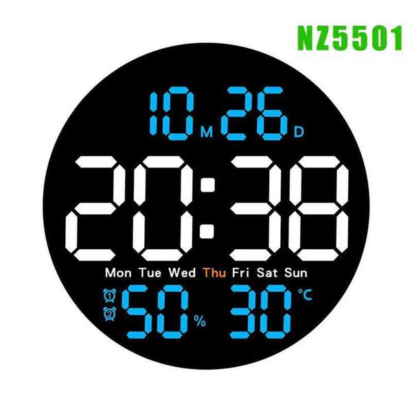 Clock Remote Control LED with Wall Dual AlarmsCalendarTemperature and HumidityBrightness Adjustable D260318 Y260608