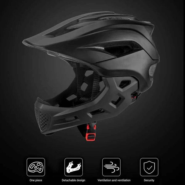 2 in 1 for Children MTB BMX Dirtbike Skateboard with Detachable Chin Guard Kids Full Face Bike Helmet 26Y0608