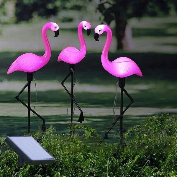 3PCS Solar Flamingo Ground Lamp Outdoor Patio Garden Decoration Led Simulation Lights 260609