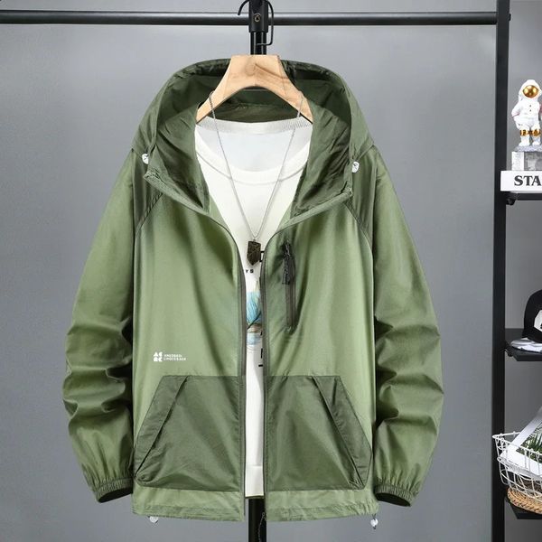 10XL 11XL Plus Size Men Summer Jackets Thin Ice Silk Sun Protection UltraLight Hooded Jacket Big 9XL Windbreaker 260609