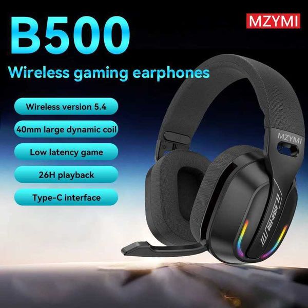 MZYDM B500 Wireless Bluetooth 54 Gaming Headset with RGB Light Low Latency Over-Ear Headphones with Microphone for PC Earphone T260608