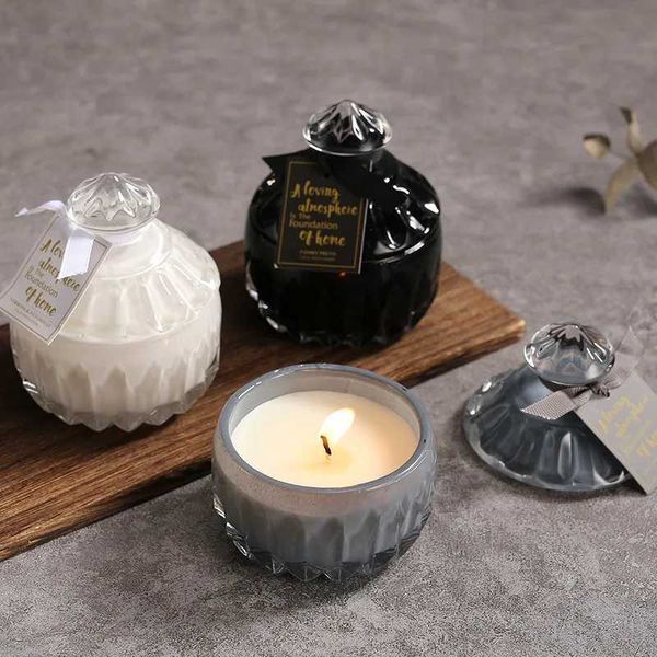 Ins Style Candy Glass Jar Scented Candle Essential Oils Soy Wax Candle Aromatherapy Home Decoration Birthday Xmas Gift D260609