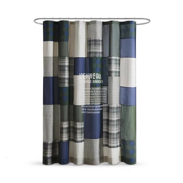 Cotton Patchwork Shower Curtain With Digital Print In Classic Traditional Style For Bathroom Decoration