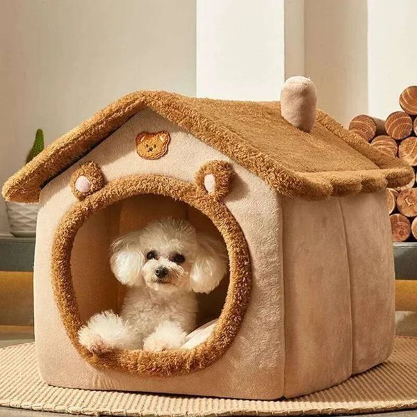 Luxury Designer Decor Foldable Dog House Kennel Mat For Small Medium Dogs Cats Winter Warm Cat Bed Nest Pet room Products Basket Pets Puppy 11
