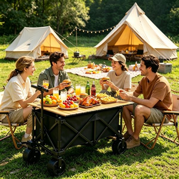 Foldable ride-on electric camping wagon