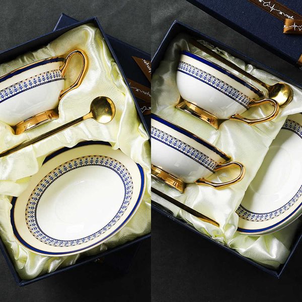 Coffee Cup and Saucer Ceramic Set for Women Exquisite European Style High-End Feel Gift Box British Style Light Luxury Afternoon Tea Set Y260609