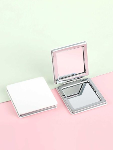 1PC white pu square double sided folding makeup mirror with 2x magnification HD glass perfect gift for mum auntie daughter C260609