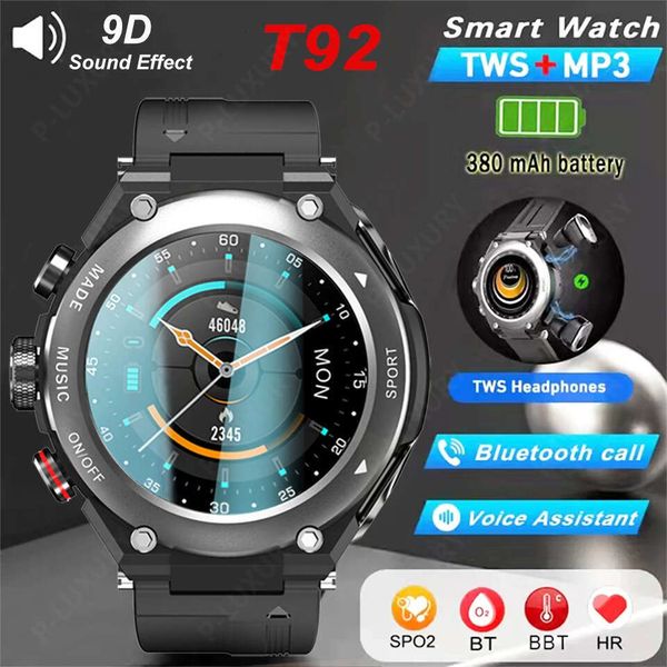 T92 Headset Body Temperature Heart Rate Pressure Blood Oxygen Two-In-One Bluetooth Call Multi-Sport Mode Music Smart Watch Technology