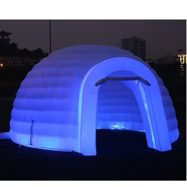 Outdoor White Inflatable Igloo Dome Tent With Led Lighting Giant Marquee For Party Event Exhibition On Sale