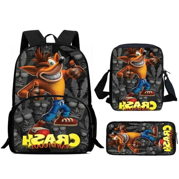 Backpacks Crashs Bandicoots Child Shoulder Bag Pencil Case Pupil Large Capacity School Bags for Boys Girls Best Gift