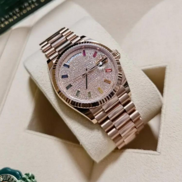 hot sale man watch Top sell men watches mechanical watch automatic movement stainless steel wrist watch for men Gold color With Diamonds 258-2