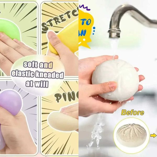 Balls 1PC Dumpling Fidget Stress Sensory Toy Simulation Food with Little Steamer Squeeze Dough Ball Stress Relief Hand Toy L260609