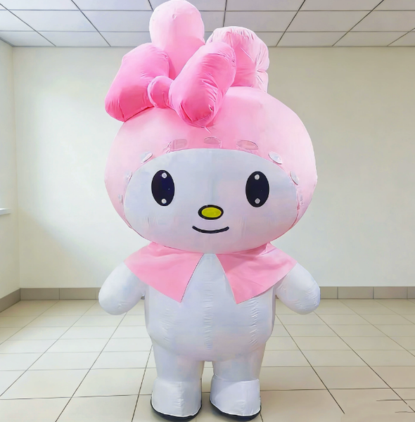 Pink Rabbit Inflatable Mascot Costume Adult Cartoon Character Outfit Attractive Suit Birthday Gift for Carnival Party Events No Battery No Charger